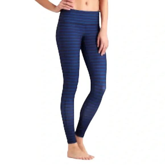 Athleta Women's Chaturanga Blue Stripe Yoga Workout Leggings Size S - Picture 1 of 8